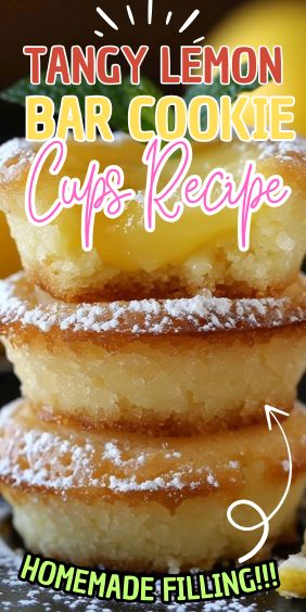 Lemon Bar Cookie Cups Recipe, Lemon Cookie Cups, Lemon Bar Cookie Cups, Lemon Bites, Lemon Bar Cookies, Classic Lemon Bars, Cookie Cups Recipe, Lemon Cookie, Lemon Bar