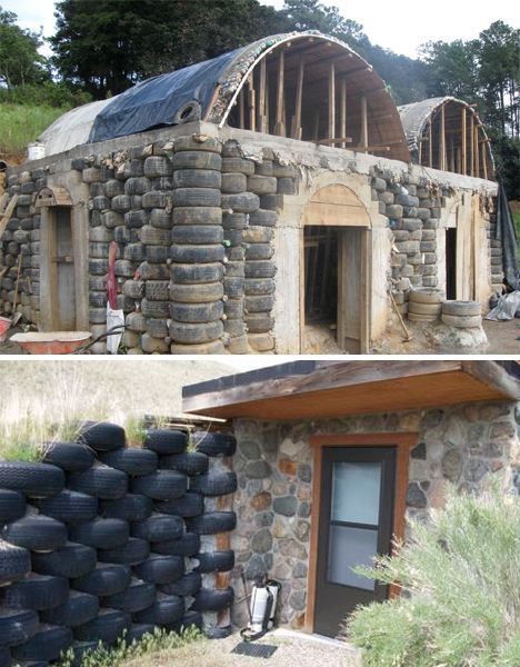 Recycled Building, Earth Bag Homes, Recycled House, Earthship Home, Earth Sheltered, Natural Homes, Underground Homes, Tyres Recycle, Cob House