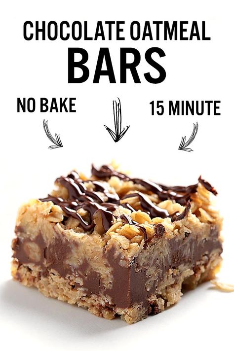 No Bake Chocolate Oatmeal Bars, Chocolate Oatmeal Bars, Brownie Desserts, Dessert Aux Fruits, Chocolate Oatmeal, Oatmeal Bars, Easy No Bake Desserts, Dessert Dips, No Bake Bars