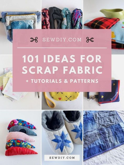 101 easy scrap fabric projects. Looking for ways to use your fabric scraps? We’re sharing 101 fun and easy things to sew with your scrap fabrics! From scrap quilts to small sewing projects and DIY fashion, this is THE comprehensive list for scrap fabric ideas, along with sewing patterns and tutorials. Click through for the full list! Thick Fabric Projects, Sewing Projects Room Decor, Sewing With Scraps Free Pattern, Sewing Projects Scraps, Scrap Material Projects Sewing, Things To Do With Fabric Scraps, Crafts To Do With Fabric, Things To Do With Scrap Fabric, Sewing Scraps Projects