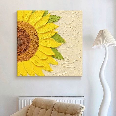 Sunflower Painting Original, Sunflower Painting Original Impasto Oil Canvas, Abstract Modern Yellow Floral Acrylic Painting Impasto Painting Acrylic, Sunflower Painting Acrylic, Sunflower Acrylic Painting, Floral Acrylic Painting, Textured Canvas, Textured Canvas Art, Impasto Painting, Canvas Abstract, Oil Canvas