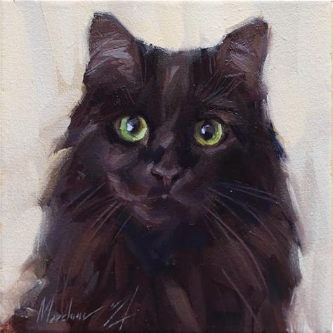 Cat Portrait Painting, Black Cat Painting, Cats Art Drawing, Wildlife Artwork, Cat Art Illustration, Black Cat Art, Watercolor Cat, Cat Portraits, Daily Paintworks