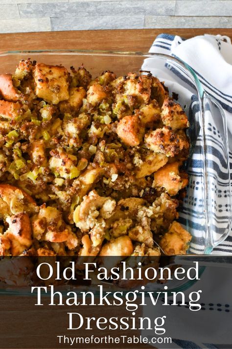 Throw out the boxed stuffing and use this Old Fashioned Thanksgiving Dressing Recipe. This recipe has stood the test of time. It is as good as Grandma’s Old Fashioned Bread Stuffing and goes great with the traditional turkey found on Thanksgiving Day. This old fashioned bread stuffing for turkey will remind you of your grandma’s Thanksgiving stuffing! Because this is a sausage stuffing, it's more filling than those without meat and has great flavor. It is the best stuffing recipe. Giblet Stuffing Recipes For Thanksgiving, Old Fashioned Stuffing For Turkey, Thanksgiving Turkey Dressing, Stuffing Recipe With Cranberries, Turkey Dressing Recipes Thanksgiving Homemade Stuffing, Best Turkey Stuffing Recipe Thanksgiving, Dressing Turkey Thanksgiving, Giblet Dressing Turkey Stuffing, Old Fashion Turkey Dressing