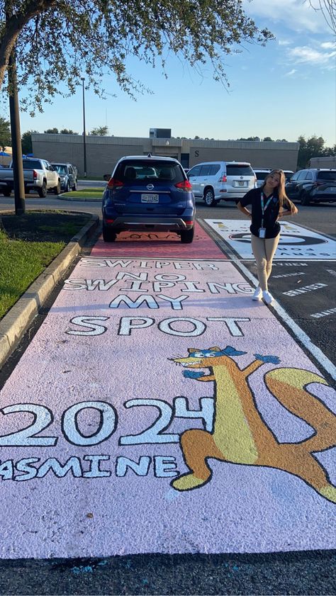 2025 Parking Spot, Mexican Senior Parking Spot, Cars Senior Parking Spot, Senior Parking Spot Album Cover, Fun Parking Spot Ideas, Cute Parking Spot Paintings Senior, Drake Senior Parking Spot, Gilmore Girls Senior Parking Spot, Better Late Than Ugly Parking Spot