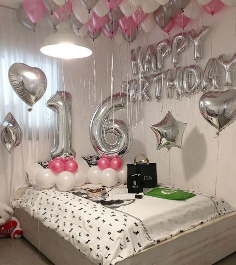 Birthday Room Surprise, 16th Birthday Decorations, Birthday Room Decorations, Proposal Planning, Sweet 16 Decorations, Birthday Goals, Birthday Party For Teens, Sweet 16 Birthday Party, Diy Birthday Decorations