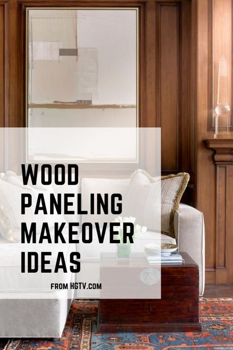 This dated design trend is an undesirable home quality, but don't fret. Here are five ideas on how to transform your outdated wood-paneled walls into a stunning design element. Designing Around Wood Paneling, Outdated Wood Panel Walls, Covering Up Paneling Walls, Decorating Wood Panel Walls Living Room, Brown Panelling Walls, Renovating Wood Panel Walls, Modernize Paneled Walls, Painting Paneling Ideas, Wood Panelling Walls Makeover