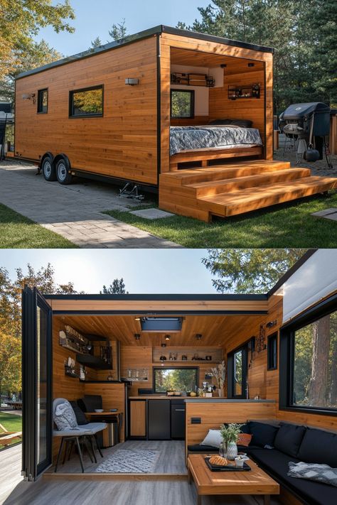 75 Tiny House Campers Inspirations and Ideas - TastyInteriors Moveable Tiny House, Cargo Trailer Tiny House, Micro House Design, Tiny House Portable, Trailer Tiny House, Caravan House, Box Trailer Camper Conversion, Motor Homes, Tiny Home Trailer