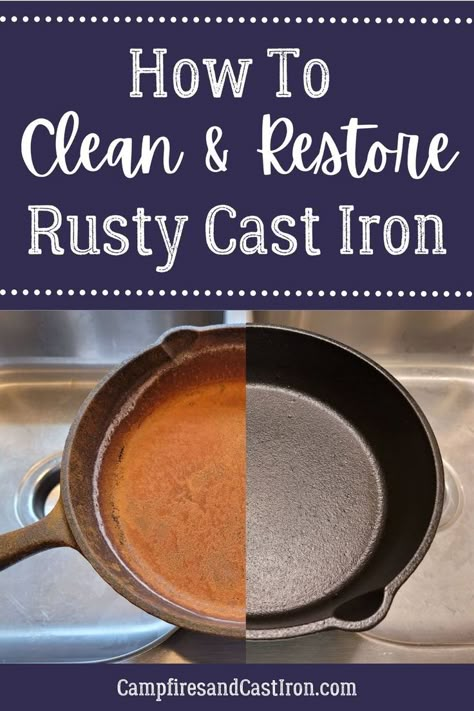 Cleaning Rusty Cast Iron, Rusted Cast Iron Skillet, Rusty Cast Iron Skillet, Cleaning Cast Iron Pans, Restore Cast Iron, Cleaning Cast Iron Skillet, Cleaning Cast Iron, Season Cast Iron Skillet, Seasoned Cast Iron Pan