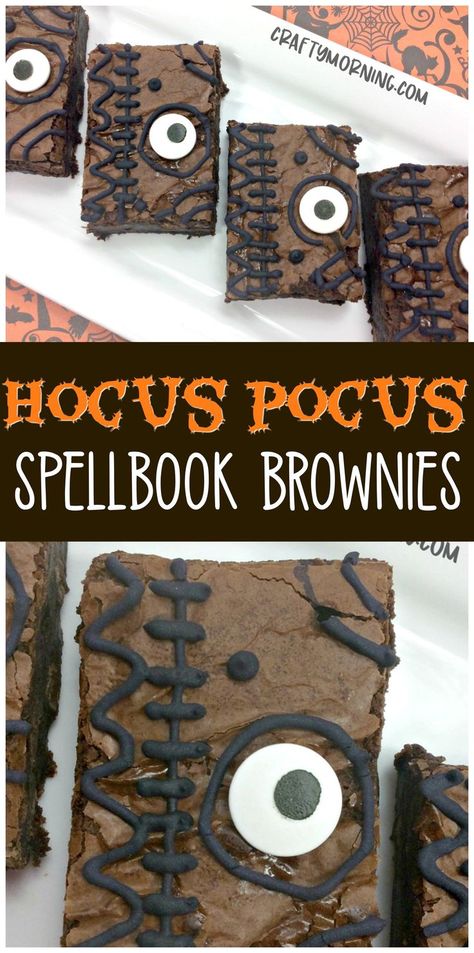 Make fun hocus pocus spellbook brownies for a halloween treat/dessert for the kids! Love this movie! #halloween #halloweentreats #halloweendesserts #brownies #brownierecipes #brownieideas #hocuspocus Spellbook Brownies, Pasteles Halloween, Halloween Brownies, Dessert Halloween, Postres Halloween, Hocus Pocus Party, Halloween Food Desserts, Halloween Food Treats, Halloween Treats Easy