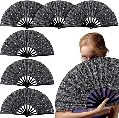 Amazon.com: Thyle 6 Pcs Glitter Large Rave Hand Fan Folding Handheld Summer Fan Vintage Retro Chinese Kung Fu Folding Fan for Women Men EDM Club Party Performance Decoration : Home & Kitchen Rave Glitter, Chinese Kung Fu, Folding Fans, Retro Chinese, Folding Hand Fan, Edm Festival, Gold Powder, Folding Fan, Club Parties