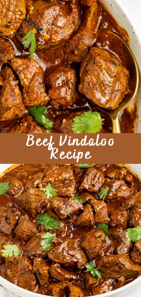 Beef Vindaloo Recipe | Cheff Recipes Spicy Meat Recipes, Spicy Beef Recipes For Dinner, Hearty Beef Recipes, Beef Vindaloo Instant Pot, Crockpot Beef Vindaloo, Slow Cooker Beef Vindaloo, Meat Chunks Recipes, Beef Vindaloo Recipe Indian, Beef Vindaloo Recipe Slow Cooker