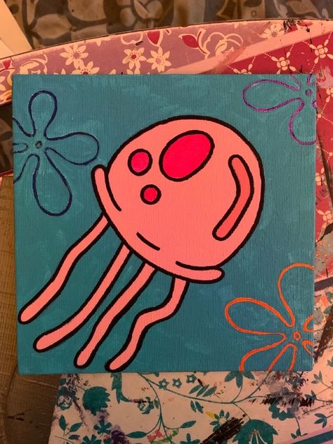 Small Canvas Art Spongebob, 6x6 Canvas Paintings Easy, Easy Things To Paint Spongebob, Things To Paint On Canvas Trippy Simple, Brother And Sister Canvas Painting, Easy Paintings Spongebob, Cute Canvas Art Easy, Cute Painting Ideas Aesthetic Simple, Cutie Painting Ideas