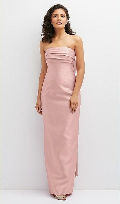 Elegant Strapless Dress With Rose Detail, Strapless Dress Accessories, Bow Bridesmaid Dress, Pantone Rose, Pantone Rose Quartz, Strapless Bridesmaid Dress, Dessy Bridesmaid Dresses, Elegant Wedding Party, Twill Dress