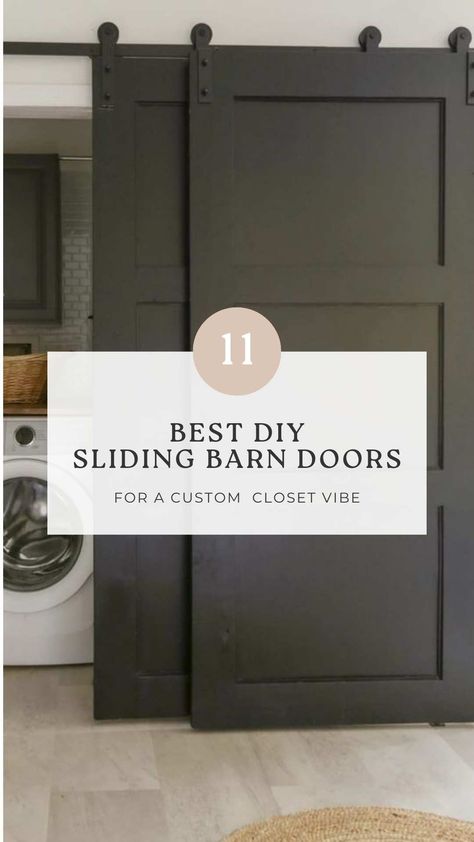 How To Make Barn Doors for a Closet: 11 Best Ways Bypass Sliding Barn Doors Closet, Turn Closet Doors Into Barn Doors, Sliding Barn Door Wardrobe, Diy Bypass Closet Doors How To Build, Basement Storage Door Ideas, Barn Door Laundry Room Closet, Adding Closet Doors, Mudroom Closet Doors, Closet Double Door Ideas