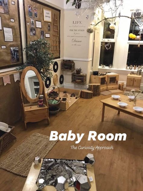 Early Years Baby Room Ideas, Baby Room Set Up Childcare, Baby Room Curiosity Approach, Curiosity Approach Baby Room, Baby Room Eyfs, Curiosity Approach Eyfs Baby Room, Daycare Baby Room Ideas, Babies Room Childcare Ideas, Baby Room Nursery School