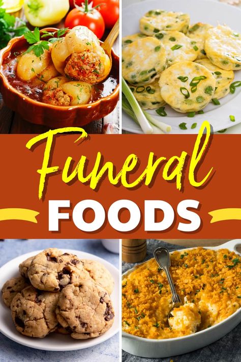 Essen, Easy Recipes For Funerals, Funeral Dishes Potlucks, Funeral Recipes Comfort Foods, Cheap Funeral Food, Finger Foods For Funeral Visitation, Side Dish For Funeral, Funeral Side Dishes Potlucks, Food For Funeral Reception Simple