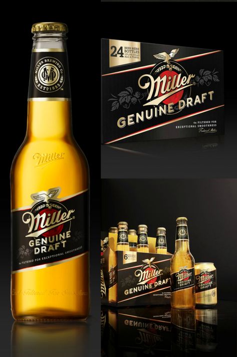 Miller Draft, Beer Logo Design, Miller Genuine Draft, Popular Beers, Foods With Iron, Beer Ad, Consumer Packaging, Online Logo Design, Beer Logo