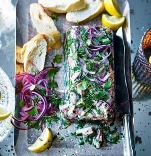 How to make a salmon terrine - delicious. magazine Ham Hock Terrine, Ham Hock Recipes, Salmon Terrine, Christmas Starters, Terrine Recipe, Donal Skehan, Ham Hock, Simple Green Salad, Delicious Magazine