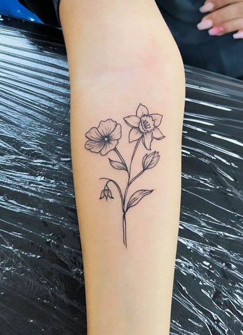 Daffodil And Cosmo Flower Tattoo, Daffodil And Violet Flower Tattoos, Narcissus And Violet Flower Tattoo, Cosmo And Daffodil Tattoo, Daffodil And Holly Tattoo, Lily And Violet Flower Tattoo, Cherry Blossom And Daffodils Tattoo, March And February Birth Flower Tattoo, Cosmos And Daffodils Tattoo