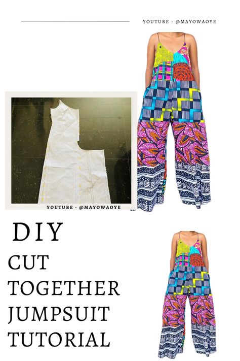 How to sew a wide leg jumpsuit step by step Envelope Jumpsuit Pattern, Easy Sew Jumpsuit, Easy Jumpsuit Sewing Pattern, Simple Jumpsuit Pattern, Easy Diy Jumpsuit, Loose Jumpsuit Pattern Sewing Free, Diy Jumpsuit Pattern Free, Boho Jumpsuit Pattern, Diy Romper Women Pattern