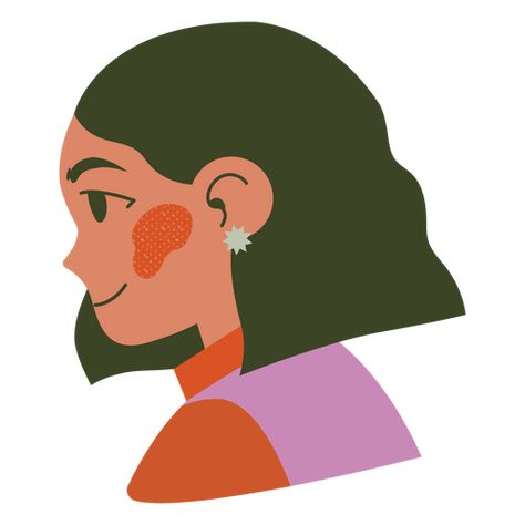 Profile Face Illustration, Woman Side Profile Illustration, Side Profile Character Design, Profile Illustration Face, People Side Profile, Short Hair Side Profile, Side Face Illustration, Cartoon Side Profile, Short Hair Illustration