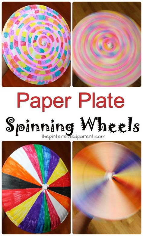 Paper plate psychedelic spinning wheel. Simple and colorful arts and craft for kids Plate Spinning, Camp Carnival, Carnival Crafts, Circus Crafts, Carnival Art, Paper Plate Crafts For Kids, Wheel Craft, Wheel Art, Arts And Craft