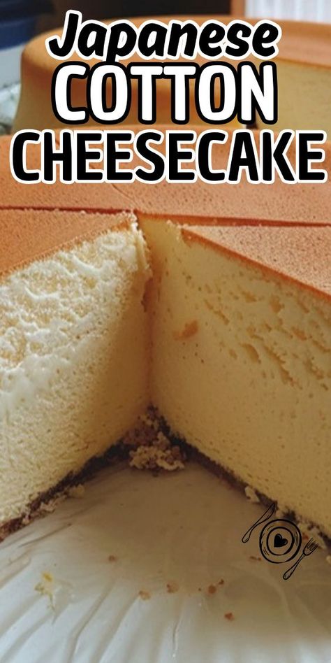 Japanese Cotton Cheesecake Japanese Fluffy Cheesecake Recipe, Keto Japanese Cake, Japanese Dessert Recipes Easy, Japanese Cotton Cake, Japanese Cheesecake Recipe Easy, Japanese Souffle Cheesecake, Pound Cake Cheesecake, Japanese Recipes Dessert, Easy Asian Desserts