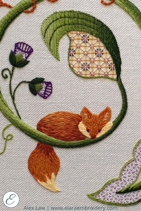 Crewel Embroidery Patterns Jacobean, Vintage Crewel Embroidery Patterns, Raised Stem Stitch Embroidery, Laidwork Embroidery, Jacobean Crewel Embroidery, Jacobean Embroidery Patterns Free, Crewel Embroidery Patterns Free, Embroidery Fox Pattern, Rsn Certificate