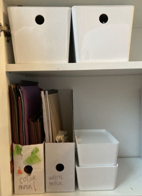 Ikea Billy Organization, Ikea Kuggis, Kuggis Ikea, Ikea Storage Solutions, Bookcase Closet, Closet Storage Bins, Ikea Crafts, Craft Closet, Bookcase Organization