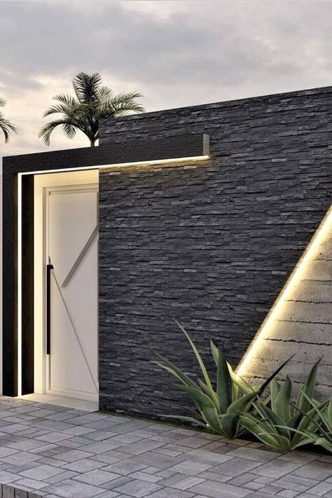 Boundry Wall Design Modern, Fences And Gates Modern, Boundary Wall Design Exterior, Fence Wall Design, Kolam Koi, House Fence, Compound Wall Design, Front Wall Design, House Fence Design