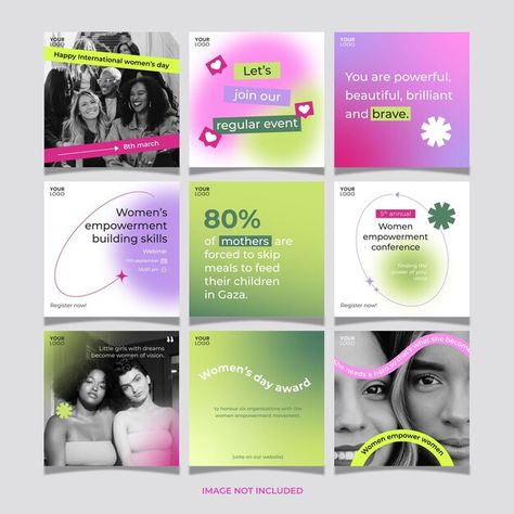 Connecting Instagram Feed, Collaboration Instagram Post, Influencer Graphic Design, Instagram Layout For Business, Professional Social Media Posts, Playful Social Media Design, Digital Campaign Ideas, Women Empowerment Design, Gradient Instagram Post