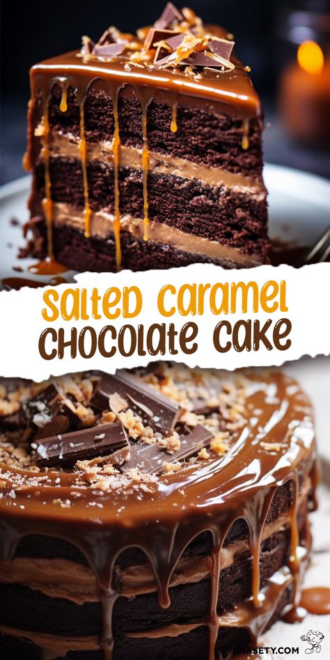 Fair Cake, Nature Recipes, Caramel Chocolate Cake, Salted Caramel Chocolate Cake, Homemade Chocolate Frosting, Caramel Cake Recipe, Chocolate Caramel Cake, Salted Caramel Cake, Salted Caramel Chocolate