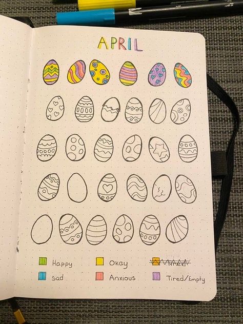 April Mood Tracker, Bullet Journal Calendrier, April Bullet Journal, Bullet Journal Work, Planner Diario, Bullet Journal Month, Bullet Journal Ideas Templates, Creating A Bullet Journal, Bullet Journal Mood Tracker Ideas