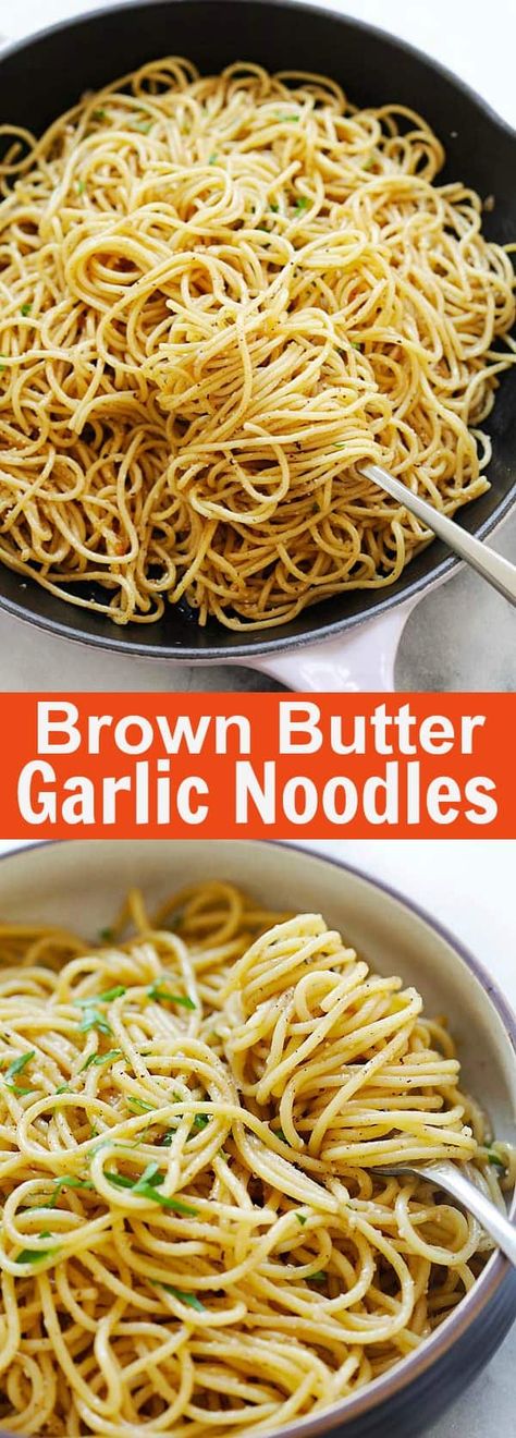 Brown Butter Garlic Noodles - the best noodles ever with garlic, brown butter, Parmesan cheese and oyster sauce. This recipe is delicious and takes 20 mins to make | rasamalaysia.com Salads Chickpeas, Butter Garlic Noodles, Best Noodles, Butter Noodles, Garlic Noodles, Pasta Noodles, Oyster Sauce, One Pan, Noodle Recipes