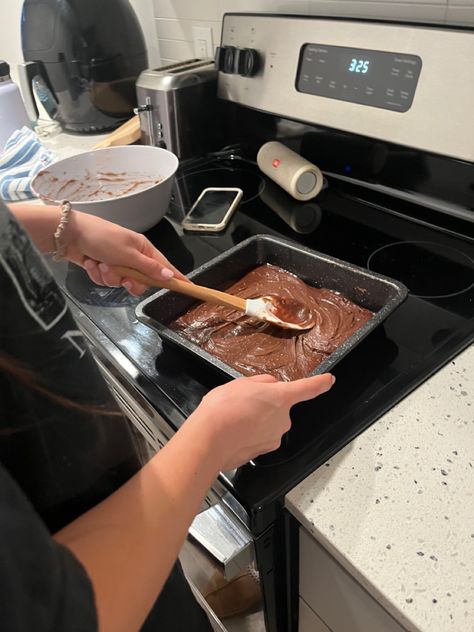 Baking brownies! Baking Asethic Pictures, Baking Aesthetic Kitchen, Baking Hobby Aesthetic, Aesthetic Brownies Pictures, Baking Vision Board Pictures, Baking Aesthetic Brownies, Baking And Cooking Aesthetic, Baking Brownies Aesthetic, Baking Together Aesthetic