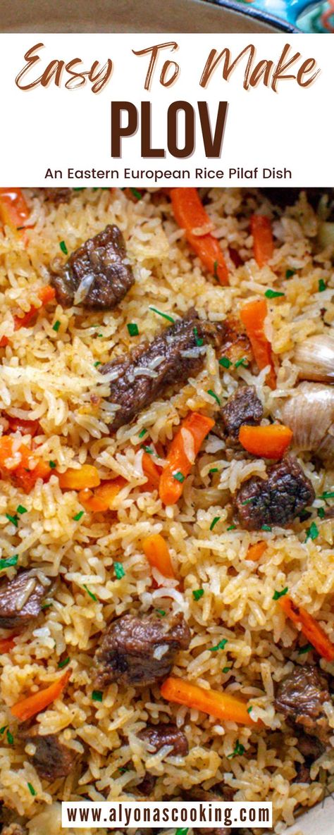 Plov Recipe, Rice Side Dish Recipes, European Dishes, Pilaf Recipes, Eastern European Recipes, Rice Side Dishes, Rice Pilaf, European Food, Middle Eastern Recipes