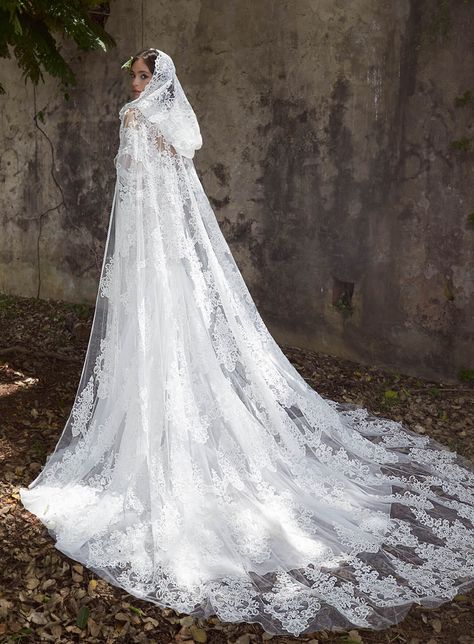 Hooded Cape Wedding Dress, Hooded Wedding Dress, Dress With Hooded Cape, Wedding Cape With Hood, Lace Wedding Cape, Shoulder Cloak, Long Veils Bridal, Haunted Wedding, Crown Veil