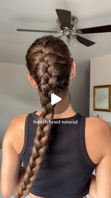 Melanie Praise on Instagram: "A quick french braid tutorial 🤍  #frenchbraid #frenchbraidtutorial #hairtutorial #longhair #hairbraiding #hairideas #hairinspo #hairinspiration #hairinstagram #hairstyleideas #hairstyleinspo #hairstyleinspiration #hairstyleidea" Self French Braid Tutorial Step By Step, French Braid Into Messy Bun, French Braid For Long Hair, Self Braiding Hairstyles, French Plait Tutorial On Yourself, How To Make French Braids, How To Do French Braid, French Braid Front Of Hair, How To Do A French Braid