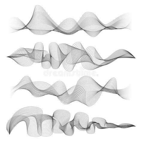 Abstract sound waves isolated on white background. Digital music signal soundwave shapes vector illustration stock illustration Shapes Vector, Music Waves, Wave Illustration, Sound Art, Parametric Design, Creative Sketches, Generative Art, Sound Waves, Digital Music