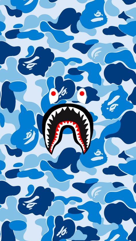 Bape Shark Wallpaper, Shark Wallpaper, Bape Shark, Camo, Red, Pins, Blue