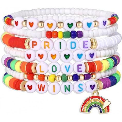 PRICES MAY VARY. ♥ Pride Bracelets Set: Show your pride with this stretch bracelet set. Whether you’re soaking up the sunshine on a beach, sightseeing on a city break or dancing 'til dawn at a festival, its time for you to pile on the shine with some rainbow heishi bracelet bangles. Wear them together or layer with other beach bracelets for a chic summer vibe ♥ Reliable Material: The bracelet is made of polymer clay and stretch rope,not easy to break, waterproof, durable, lightweight, which is c Bracelets Y2k, Pride Bracelets, Heishi Jewelry, Make Clay Beads, Rainbow Vinyl, Heishi Bracelets, Vinyl Disc, Summer Beach Jewelry, Pride Bracelet