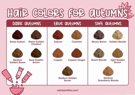 @ not mine (lmao) Warm Undertone Hair Color, Palette Hair Color, Autumn Hair Colors, Autumn Hair Color, Hair Color Names, Soft Autumn Makeup, Deep Autumn Palette, Tack Locker, Autumn Color Palette Fashion