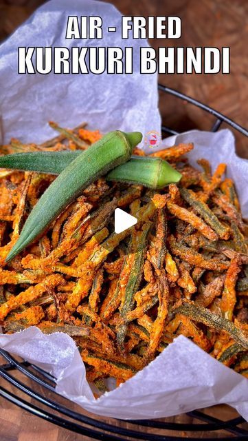 Veg Airfryer Recipes, Crispy Bhindi Fry, Airfryer Indian Recipes, Airfryer Recipes Indian, Ladyfingers Recipe Indian, Indian Air Fryer Recipes, Easy Veg Starters Recipes, Kurkuri Bhindi Recipe, Air Fryer Veg Recipes