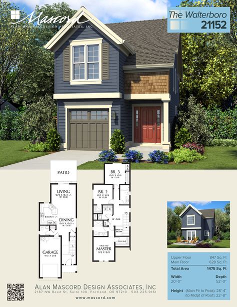 A Line House Plans, House Plan Narrow Lot, Narrow Home Layout, Tall Small House, House On Small Lot, Laneway House Floor Plans, Two Story House Plans Main Floor Master Narrow Lot, Townhouse House Plans, Narrow House With Garage