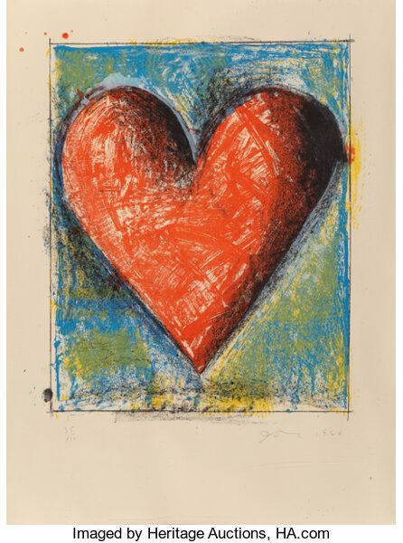 Jim Dine Hearts, Jim Dine Art, Lee Friedlander, Jim Dine, Claes Oldenburg, Milton Glaser, Heart Coloring Pages, Carnegie Hall, Pop Art Canvas