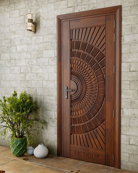 LK 128  Obsessed with the details!! Crafted from the finest wood, it's built to last a lifetime. 🚪 📞 (+91) 8447141141 . . . . #lkdoor #woodendoors #Homeimprovement #woodendoor #woodworking #door #doors #solidwood #frontdoor #maindoor #interiordesign #architect 4d Main Door Design In Wood, Front Door Design Wood Entrance, Main Wooden Door Design Entrance, Main Doors Wooden, Wooden Door Design Entrance Carved Wood, Teak Wood Main Door Design Entrance Modern, Main Door Design Entrance Modern Luxury, Solid Wood Door Design, Gate Design Wooden