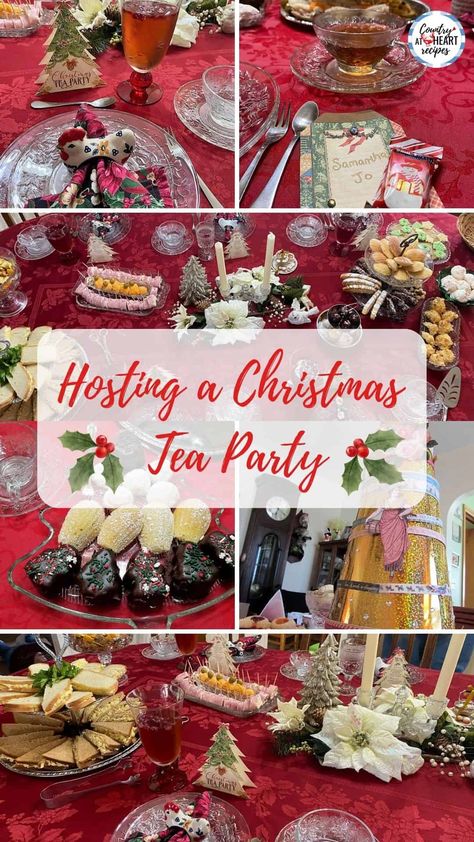 Years ago, my mother-in-law invited me to a Twelve Days of Christmas tea party. Since then I’ve hosted many a party, both big and small. Out of all those, however, my favorite is Hosting a Christmas Tea Party. #hostingachristmasteaparty #christmasteaparty #hostingateaparty #christmastea #holidayentertaining #twelvedaysofchristmas #nutcracker #holidaytea #countryatheartrecipes https://countryatheartrecipes.com/2022/12/hosting-a-christmas-tea-party/ Tea Party Foods, Tea Party Themes, December Tea, Tea Party Sandwiches Recipes, Winter Tea Party, Christmas Afternoon Tea, Tea Party Menu, Tea Party Sandwiches, Tea Sandwiches Recipes