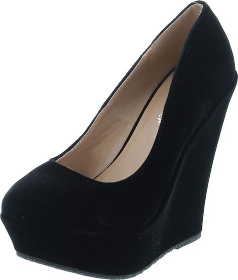 PRICES MAY VARY. synthetic suede Heel Height~5.25 / Platform Height~1.5 / Shaft Height~ high-heels / round-toe does-not-contain-animal-products Delicacy is a fashion shoe brand based in California. Delicacy shoes offer a wide array of styles including heels, wedges, flats, shoes, sandals and boots. Wedge Heels Black, Thick Black Heels, 2010 Heels, 2000s Heels, Black Wedge Heels, Black Wedge Boots, Boot Heels, Goth Shoes, Wedges Heels