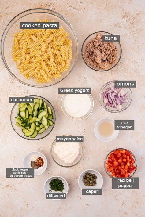 Tuna Cold Pasta Salad, Make Tuna Salad, Easy Different Pasta Recipes, Healthy Tuna Pasta Salad Recipes, Tuna Salads For Dinner, Tuna Salad Pasta Recipe, Cold Pasta Tuna Salad Recipes, Pasta Diet Recipes, Salad Pasta Recipes Cold