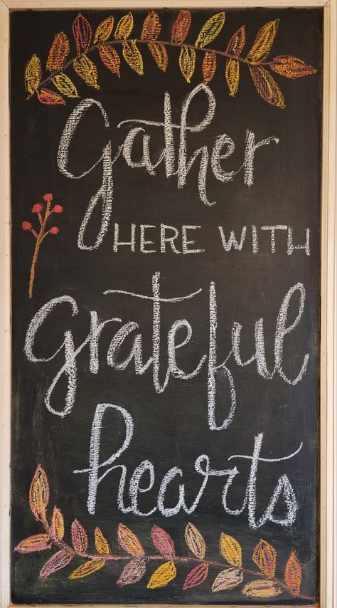 Happy Harvest Chalkboard Art, Simple Thanksgiving Chalkboard Art, Gratitude Chalkboard Art, Chalkboard Thanksgiving Art, Call Chalkboard Ideas, Chalk Art Thanksgiving, Chalkboard Art Thanksgiving, Thanksgiving Blackboard Ideas, Chalkboard Art For Fall